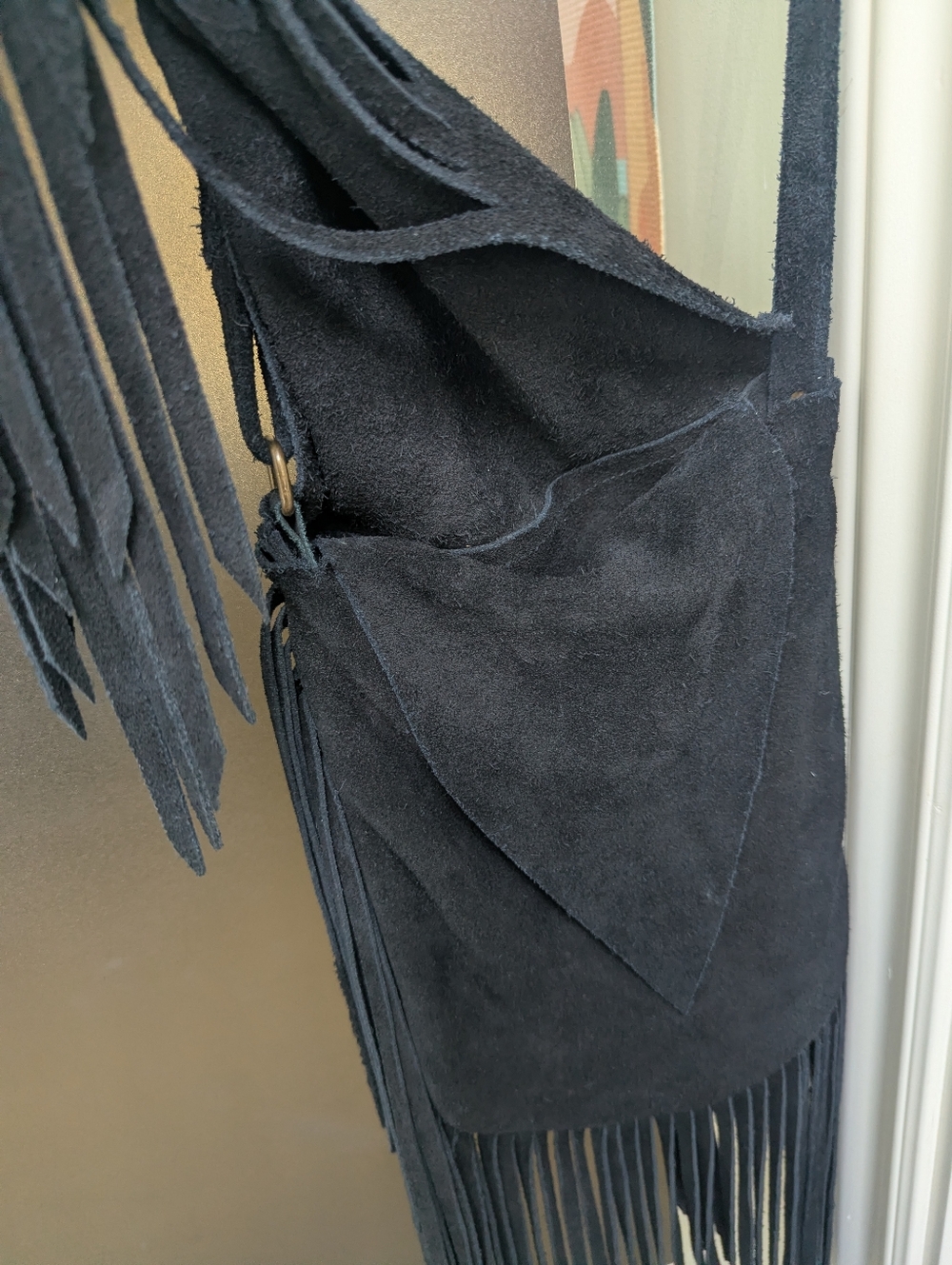 Suede Fringe Festival Black Bag - Picture 5 of 8